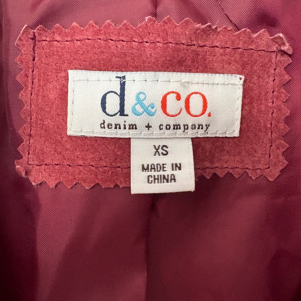 Vintage d. & co. Red Suede Leather Jacket Contrast Button Front Coat Y2k - Picture 4 of 6